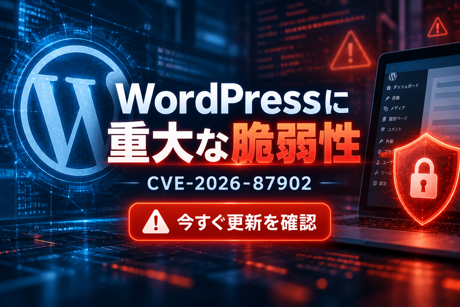 【緊急】WordPressに重大な脆弱性「CVE-2026-87902」発見！対象バージョンと今すぐ行うべき対策