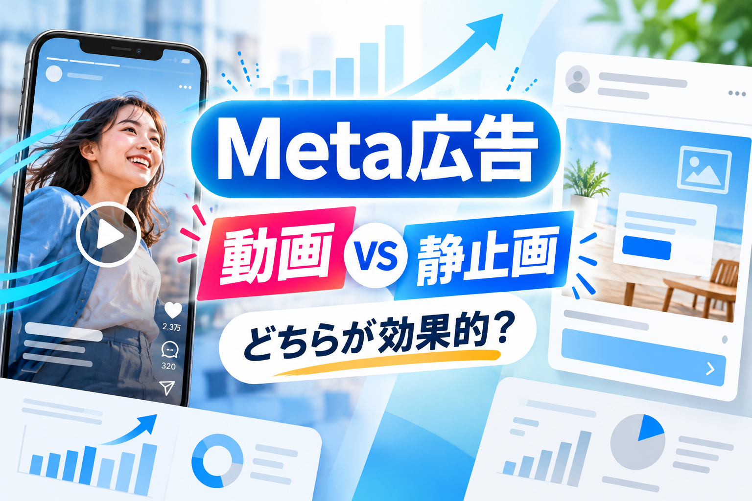 Meta広告は動画と静止画どっちが効果的？表示・クリック・費用・成果の違いを徹底比較